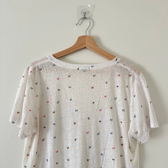 Rails Cara Butterfly Print Short Sleeve Pullover V-Neck T-Shirt White M - Picture 7 of 10